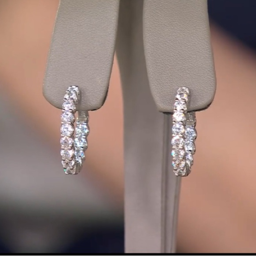 QVC Diamonique Insideout Hoop Earrings Sterling Silver